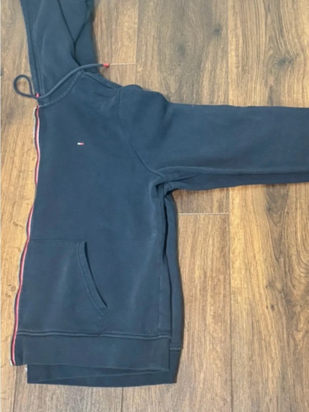 Tommy Hilfiger Navy Pullover Hoodie with Red & White Trim